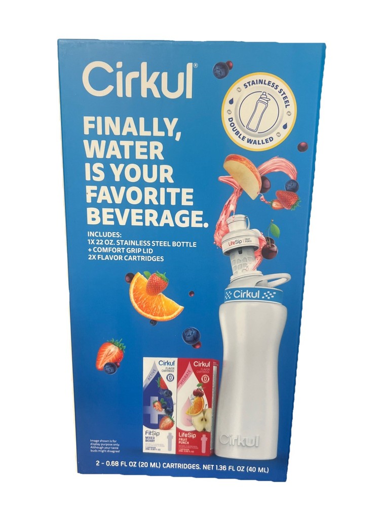 Cirkul 22  Water Bottle Starter Kit with 2 Flavor Cartridges New Boxes