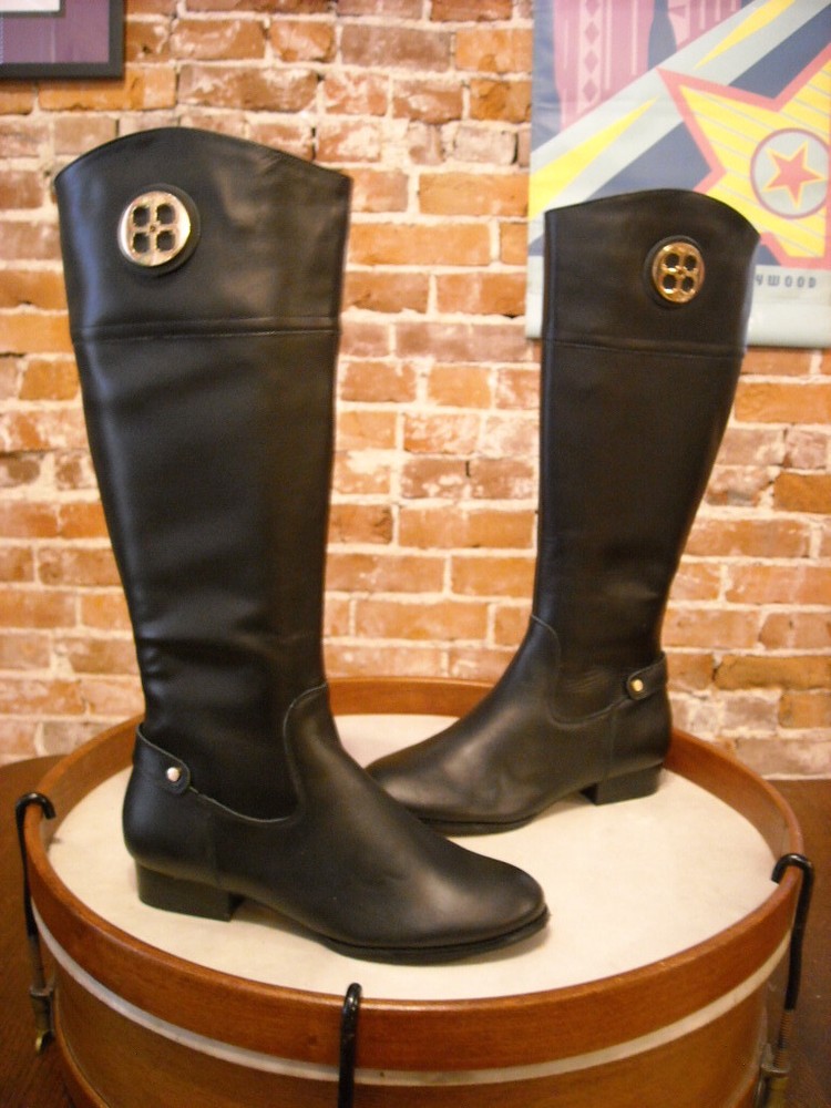 Iman Platinum Black Leather Rock the Runway Riding Boots 6.5W NEW