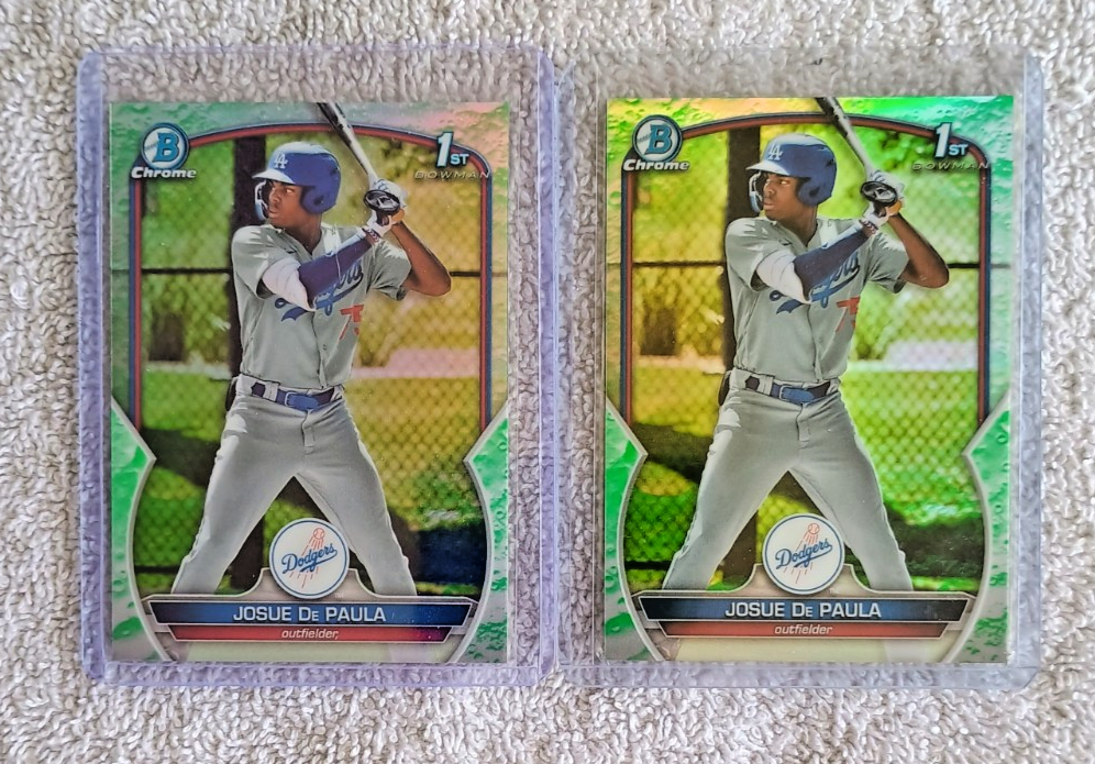 2 JOSUE DE PAULA 2023 BOWMAN CHROME LUNAR REFRACTOR RC LOT # BCP111 LA DODGERS
