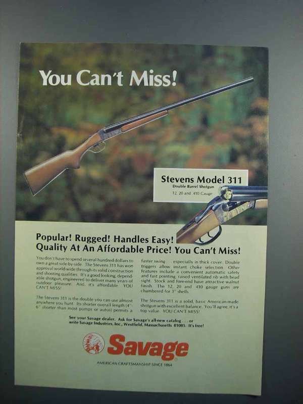 1983 Savage Stevens Model 311 Double Barrel Shotgun Ad