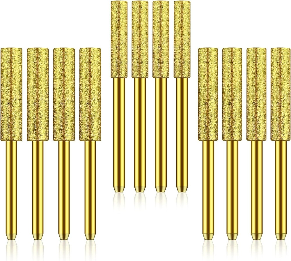 12 PCS Diamond Chainsaw Sharpener Bits - High Hardness Golden Sharpening Tools