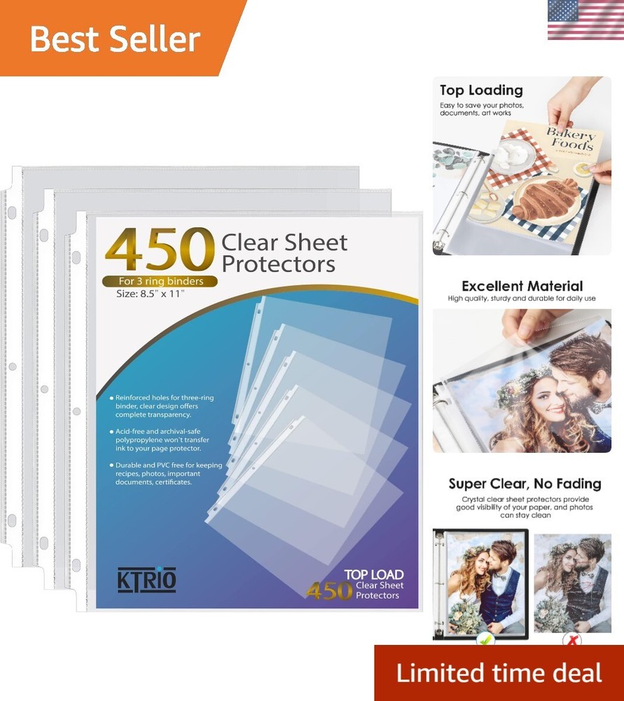 Sheet Protectors 8.5 x 11 inch Clear Page Protectors for 3 Ring Binder, Plast...