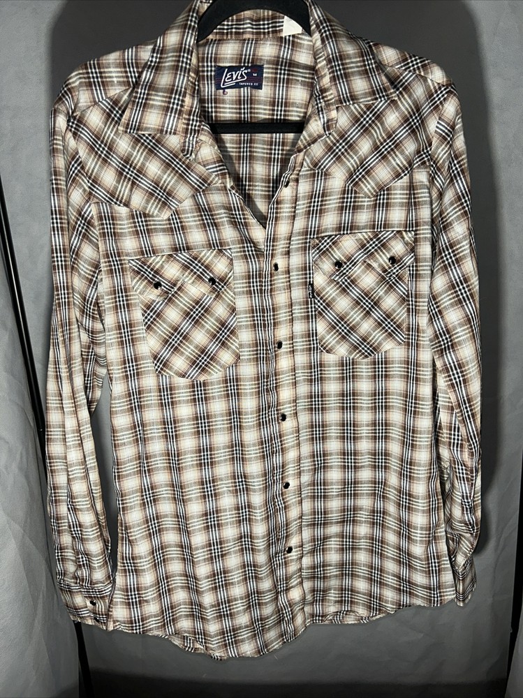 Vintage Levi’s Tapered Fit Men’s Medium Pearl Snap Rodeo Western Long Sleeve 80s