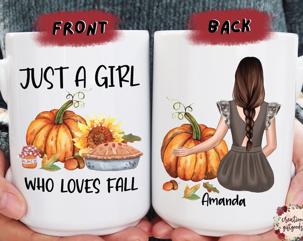 Just A Girl Who Loves Fall Coffee Mug Custom Best Friend Gifts Autumn Mug