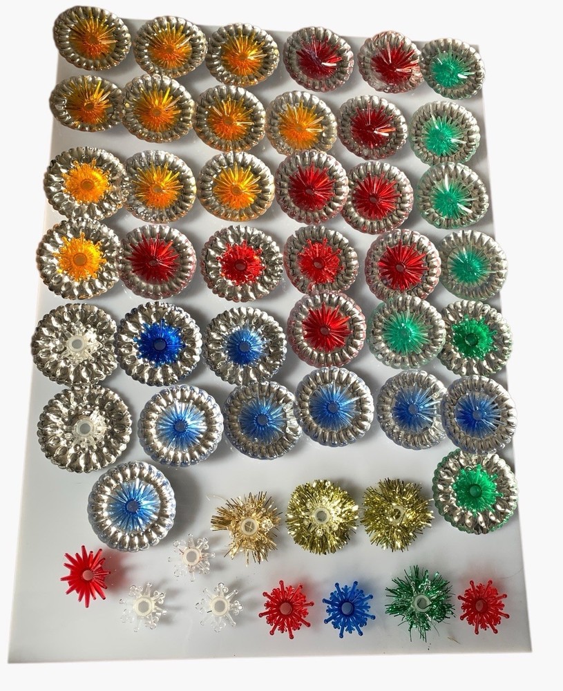49 Vintage Mid Century Christmas Tree Light Bulb Reflectors Aluminum Mini Bulbs?