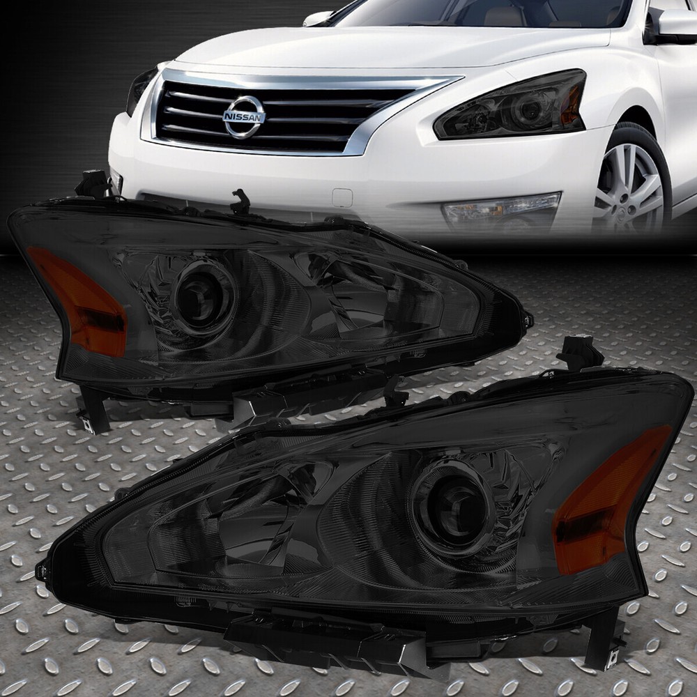 13-15 Nissan Altima Sedan Smoked Amber Corner Projector Headlights  