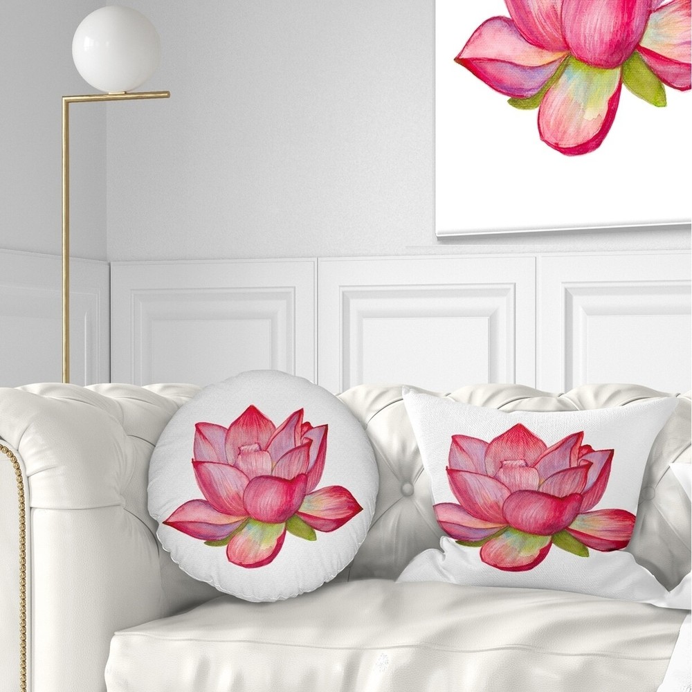 Designart 'Pink Lotus Watercolor Illustration' Flower Throw