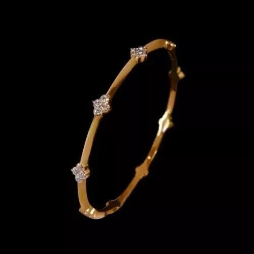 4Ct Lab-Created Round Diamond 14K Yellow Gold Plated Bangle Bracelet