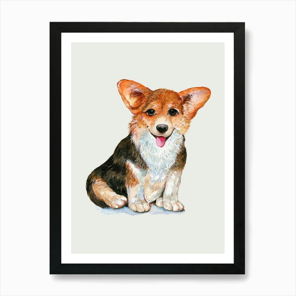 Corgi Dog Art Print Framed Wall Art Poster Canvas Print Picture