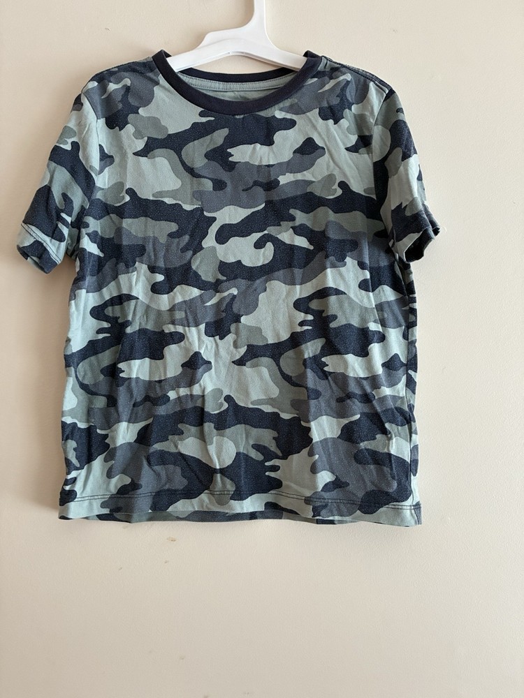 Old Navy Kids Boys Blue Camouflage Cotton Blend Crewneck Short Sleeve Shirt M 8