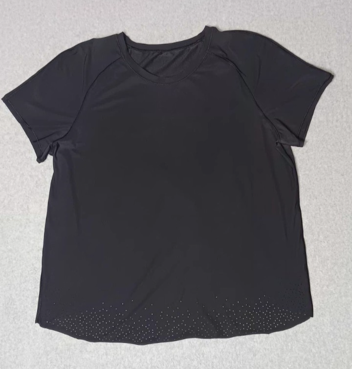 Lululemon Short Sleeve Cross Open Back Shirt Womens Size medium Black Stretchy