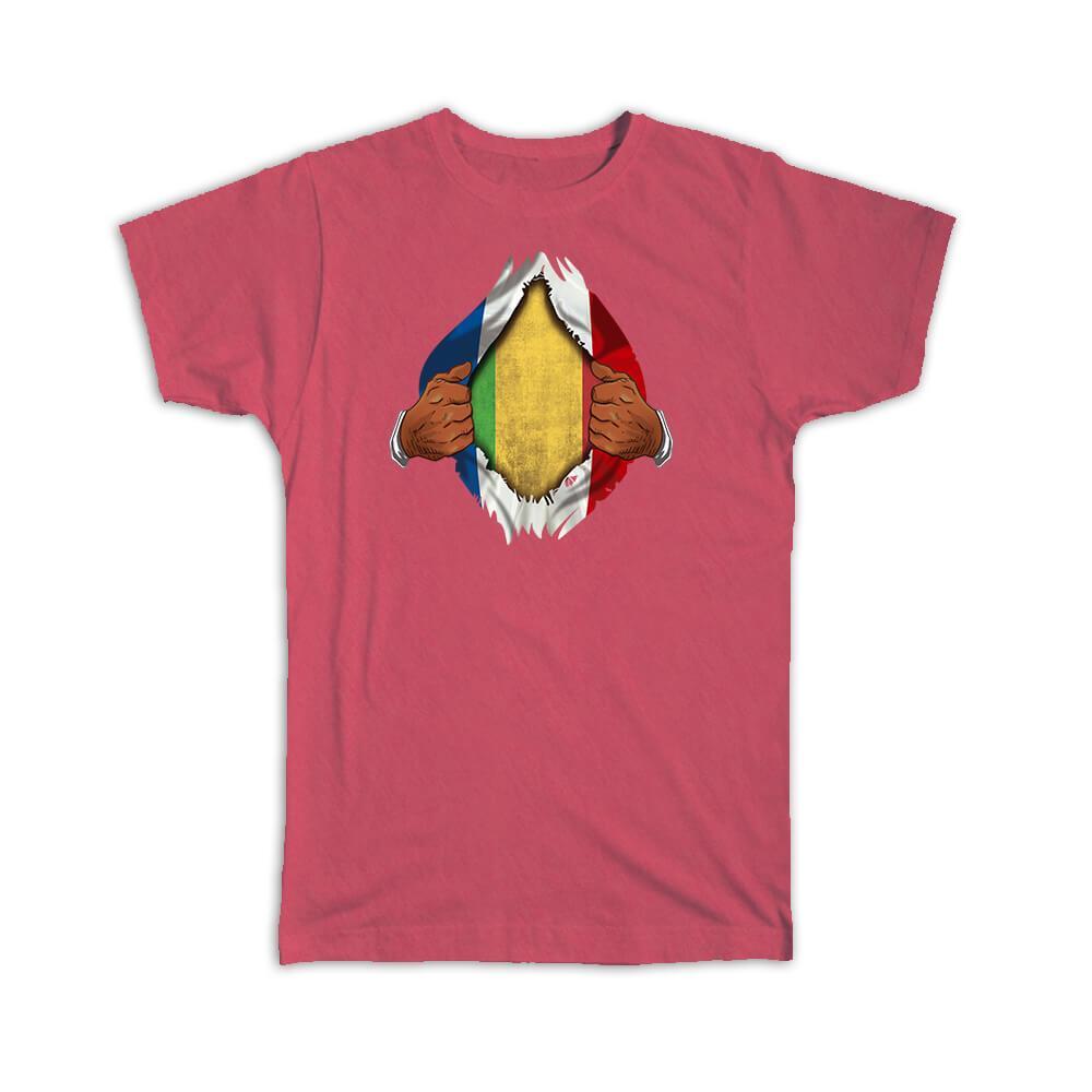 Gift T-Shirt : Malawi French Flag Chest Malian