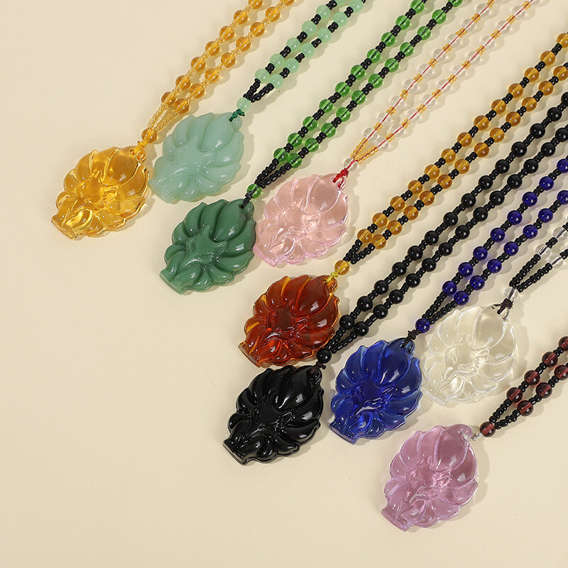 Fashion Fox Pendant Necklace Chinese Amulet Nine Tailed Fox Necklace Jewelry