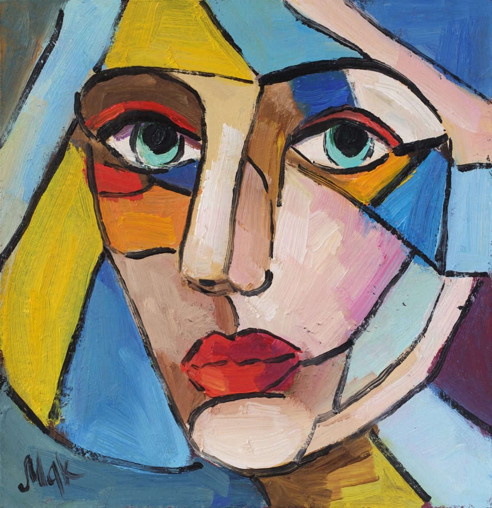 Abstract Woman Portrait Cubism Female Original Wall Art Modern Art Expression