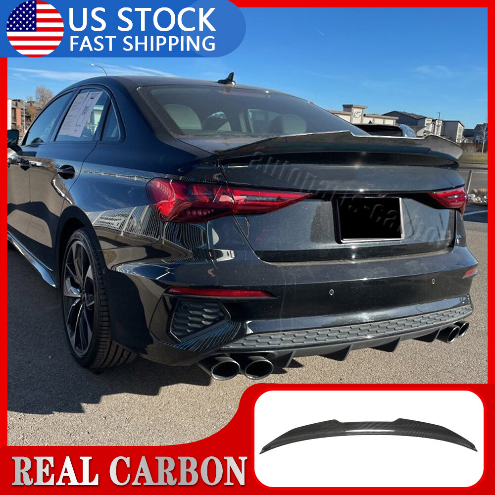 FOR 22-2024 AUDI A3 S3 RS3 SEDAN 8Y HIGHKICK REAL CARBON FIBER TRUNK SPOILER LIP