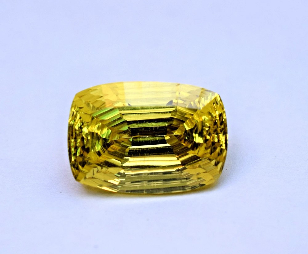Certified 17.45 Ct Master Cushion Cut Natural Yellow Sphene Gemstone