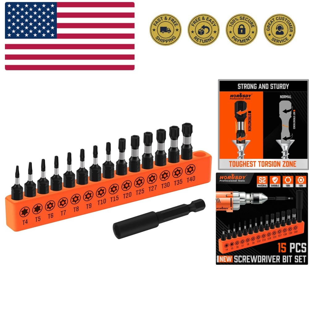 15-Piece Hex Shank Tamper-Resistant Bit Set – Lightweight & Durable