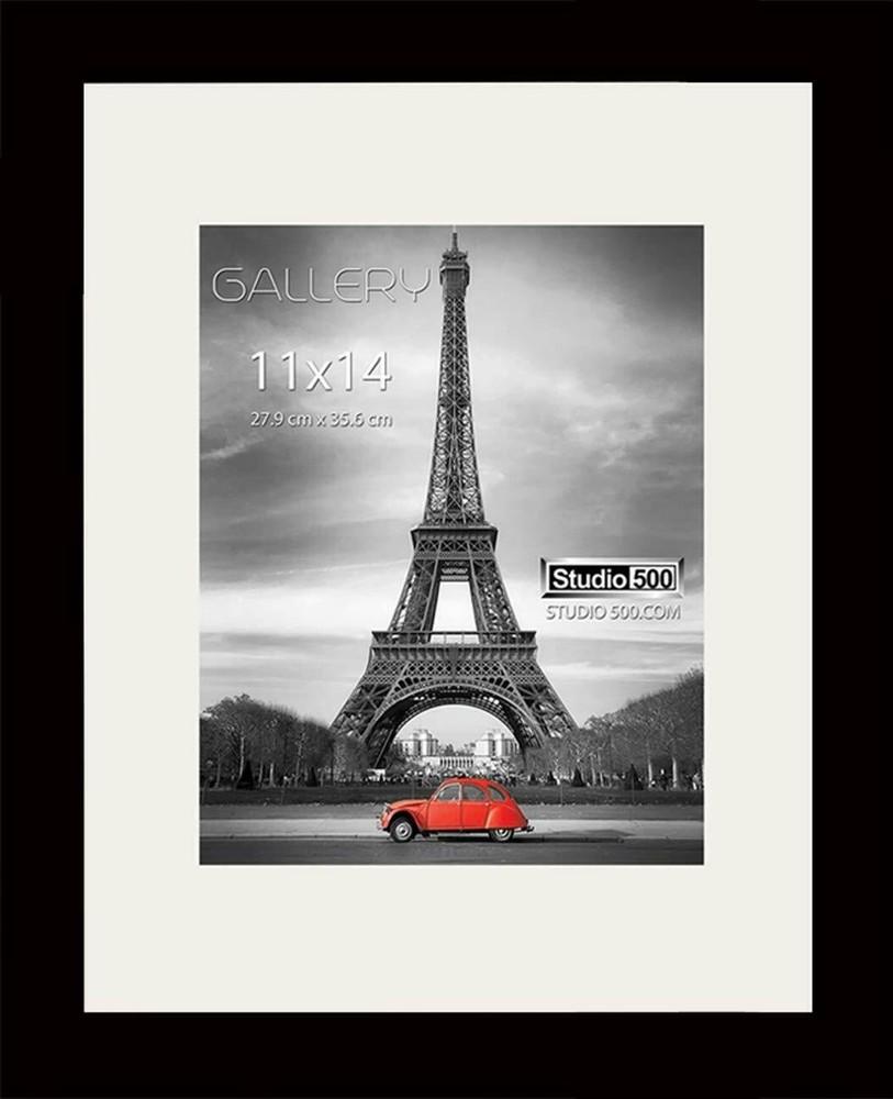 Studio 500 11x14” Photo Frame, Pinewood, Tempered Glass, w/mat for an 8x10 Photo