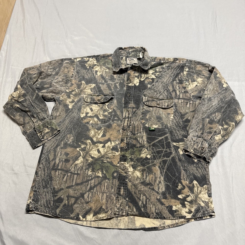 Vintage Mossy Oak XL Chamois Shirt Breakup Camo Made in USA