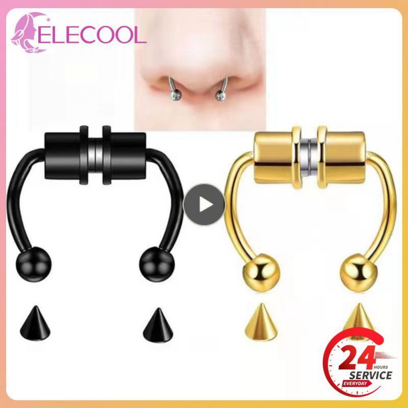 Stainless Steel Magnet Nose Ring Horseshoe Ring Nose Clip Non-pierced Nose Hoop