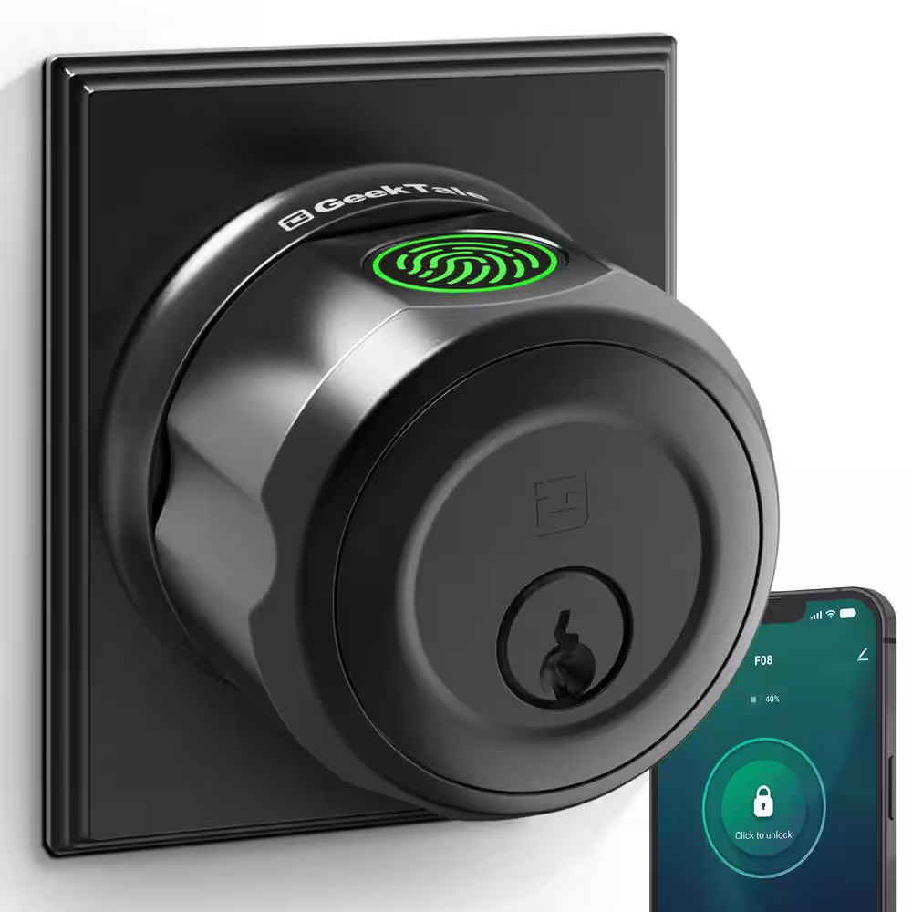 3-in-1 Black Aluminum Smart Lock Deadbolt with App & Biometric Door Knob