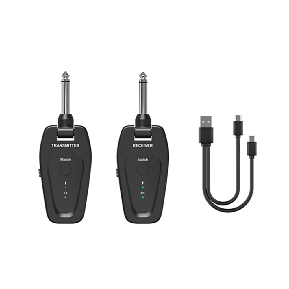 Wireless UHF Guitar System Black Transmitter Receiver for Instruments