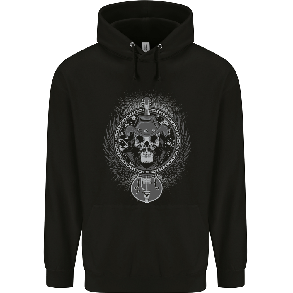 Guitarra Cowboy Rock Calavera Música Country Para Hombres 80% Algodón Sudadera con Capucha