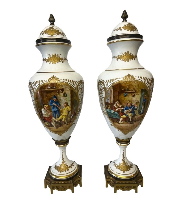 Sevres French Porcelain Decorative Lidded Vase