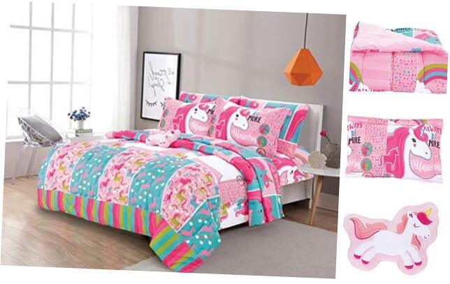 4 Piece Full Kids Comforter Set - Kids Bedding Set  4pc Full Comforter Unicorn