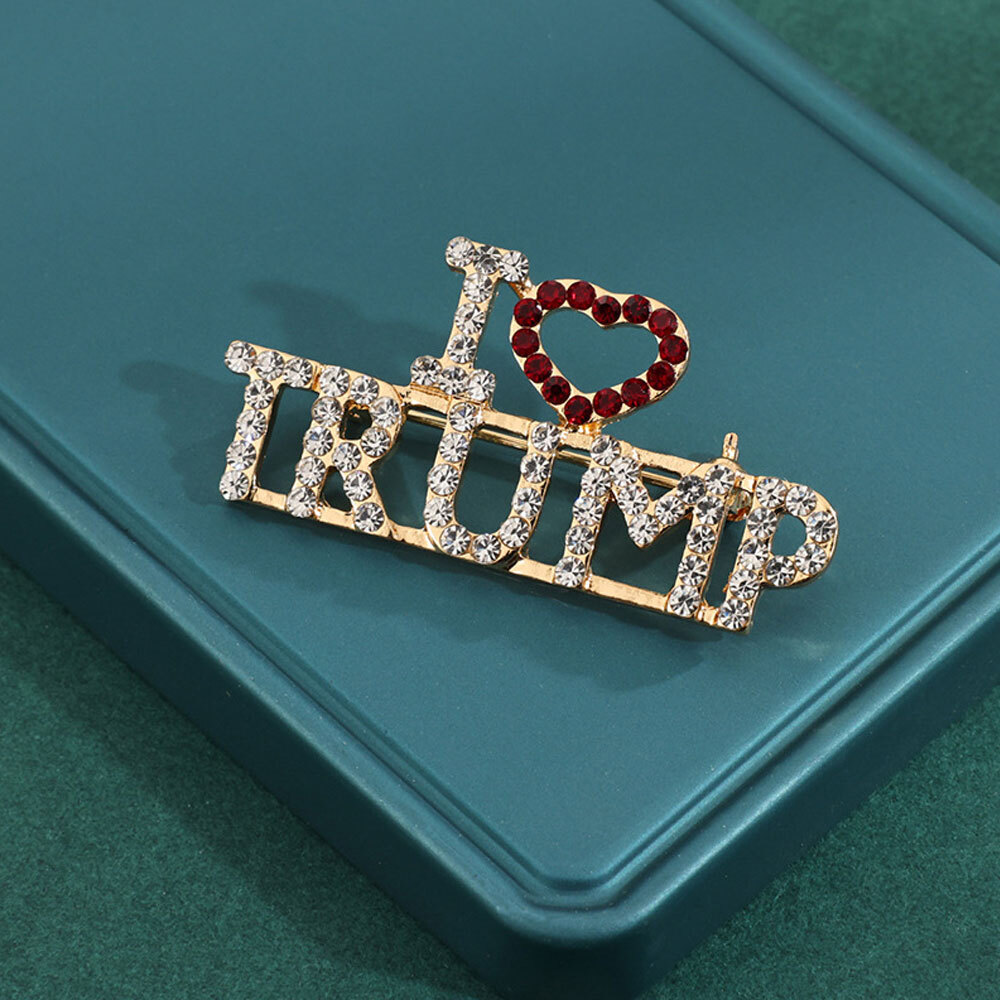 2024 Crystal Trump Brooches USA Flag Brooch Pin Rhinestone Jewelry Party Gift