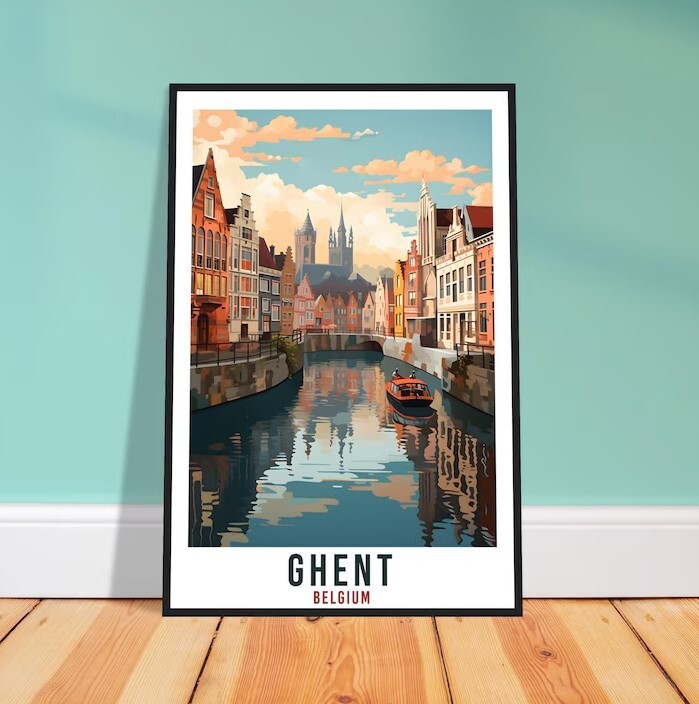Ghent Travel Poster Wall Art Ghent Belgium Home Décor