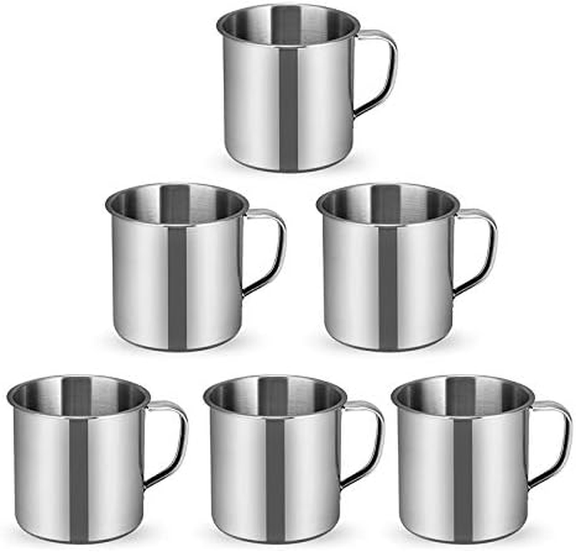 Stainless Steel Coffee Cup with Handle 6 Pcs Camping Cup 4oz Stainless Steel ...