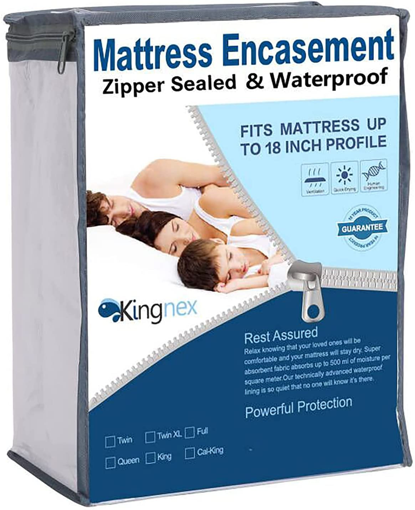 Zippered Queen Size Mattress Protector 6 Sided Complete Cover (Fits 11-15 in Dee