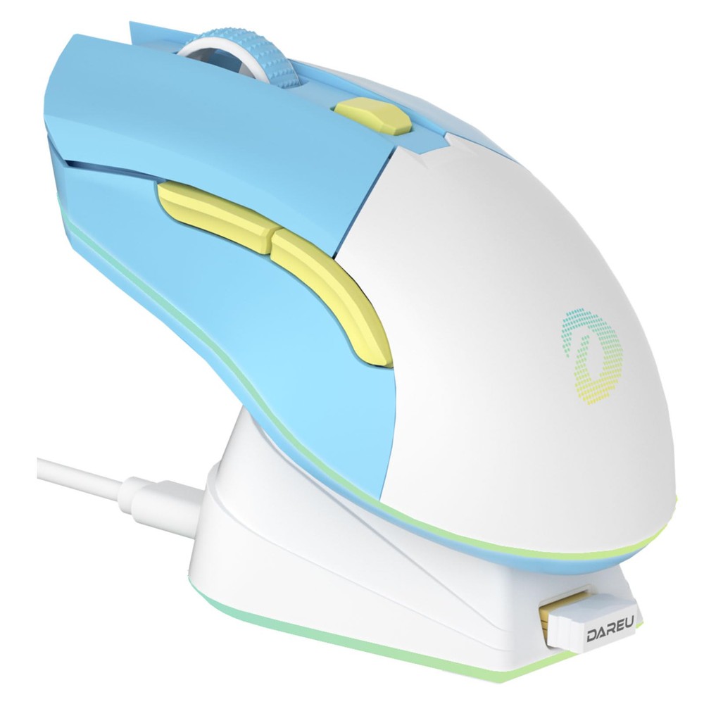 DAREU Light Blue Wireless Gaming Mouse with 2.4G and USB Wired Connectivity