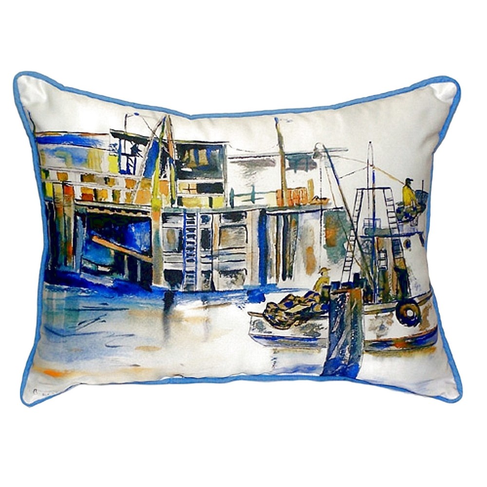 Betsy Drake Extra Large 20x24 Fishing Boat Indoor Outdoor Pillow