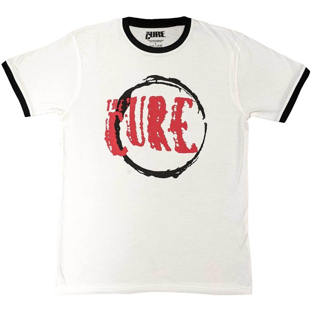 The Cure 'Circle Logo' White Ringer T shirt - NEW