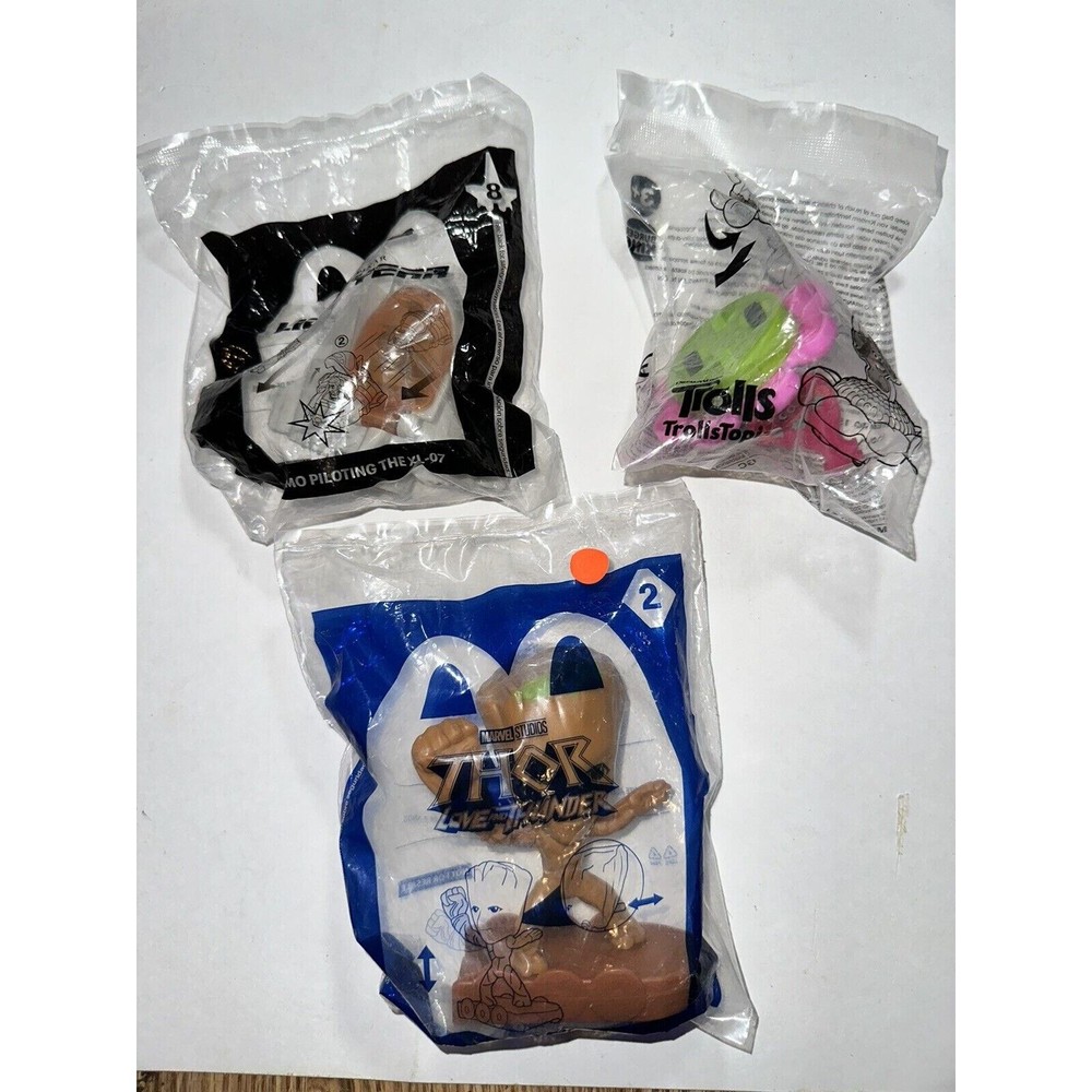 Disney McDonalds Happy Meal Sealed Toys Buzz Lightyear Trolls Groot Lot of 3