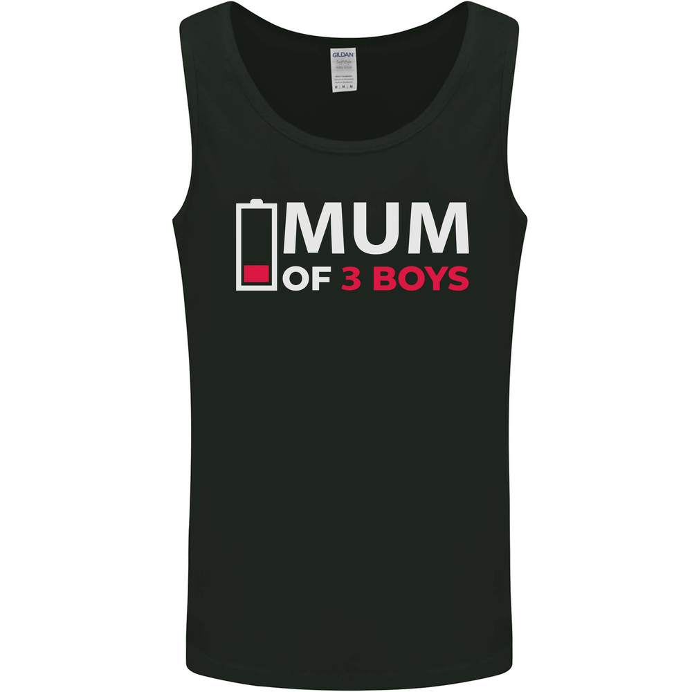 Mum of 3 Boys Funny Mothers Day Mens Vest Tank Top