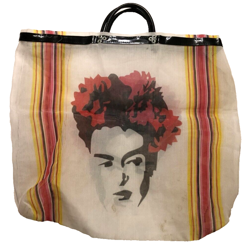 Frida Kahlo Large Double-Sided Mesh See-Thru Mexican Tote Shopping Bag Unused