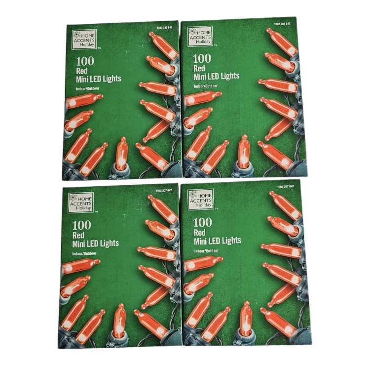 4x Home Accents Holiday 100L RED Mini LED Christmas Party Birthday Lights
