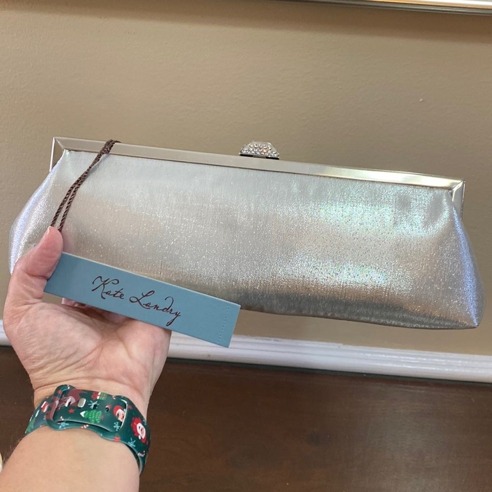 Kate Landry Silver Clutch New With Tags Evening Bag