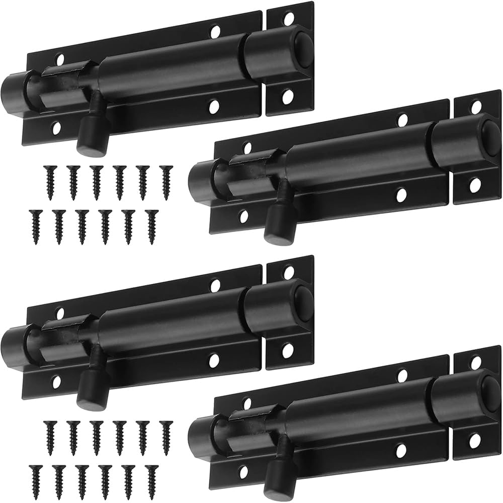 4 Pack Heavy Duty 3 Inch Slide Barrel Bolt Lock for Security  