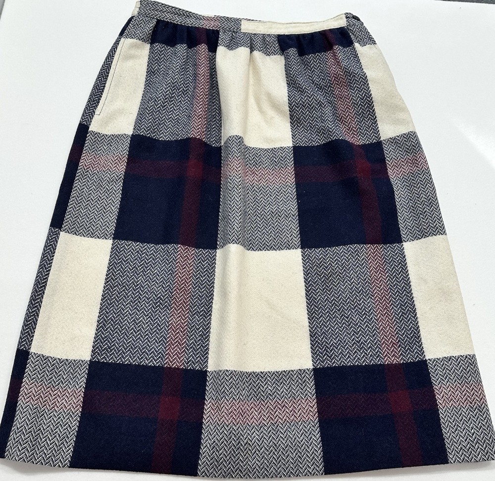 Vintage Haberdashery by Personal Collection Wool Skirt Blue Plaid Size 14