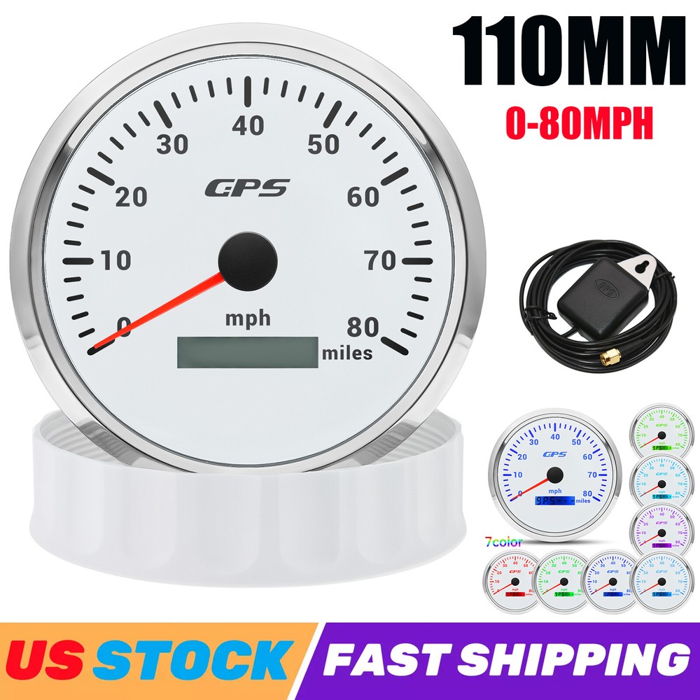 110mm White GPS Speedometer 0-80MPH for Motorcycle Car Boat Truck ATV US
