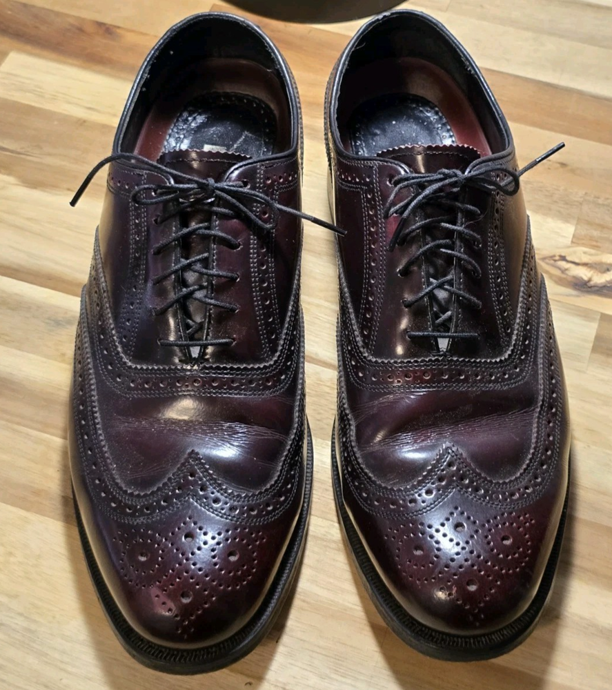 Florsheim Mens 30300 Burgundy Imperial Wingtip Oxford Size 8.5 D Dress Shoes