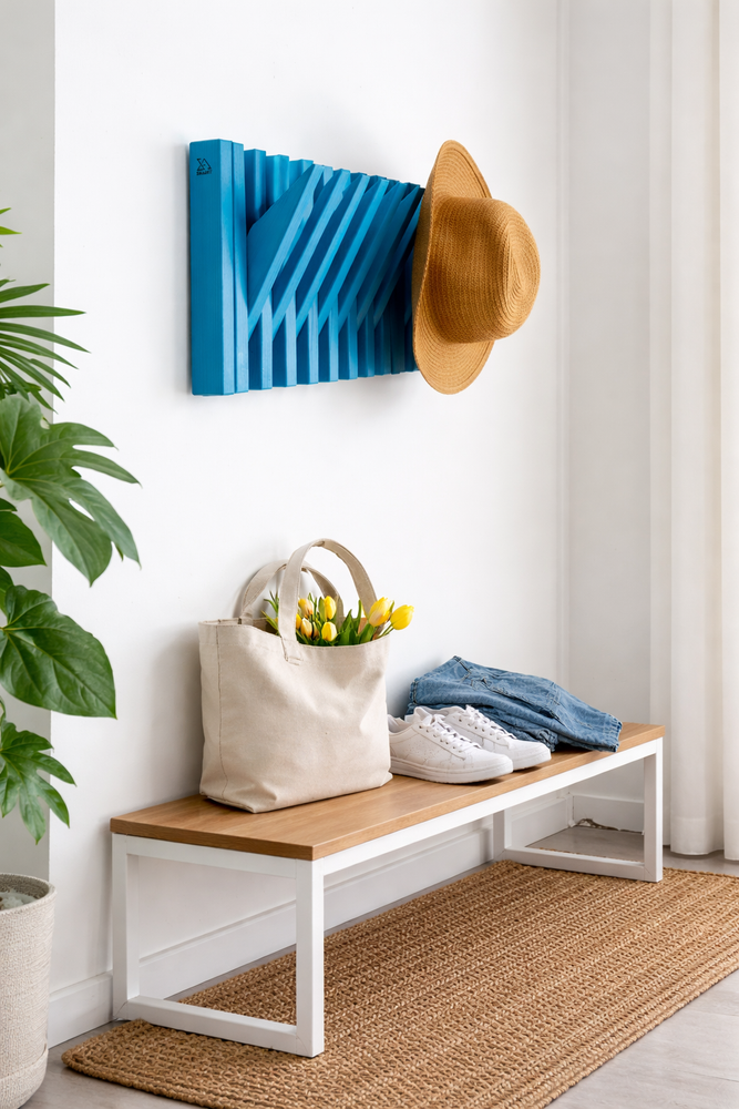 Handmade Solid Pine Wall Hook 52cm Modern Wooden Hanger Eco Friendly Entryway