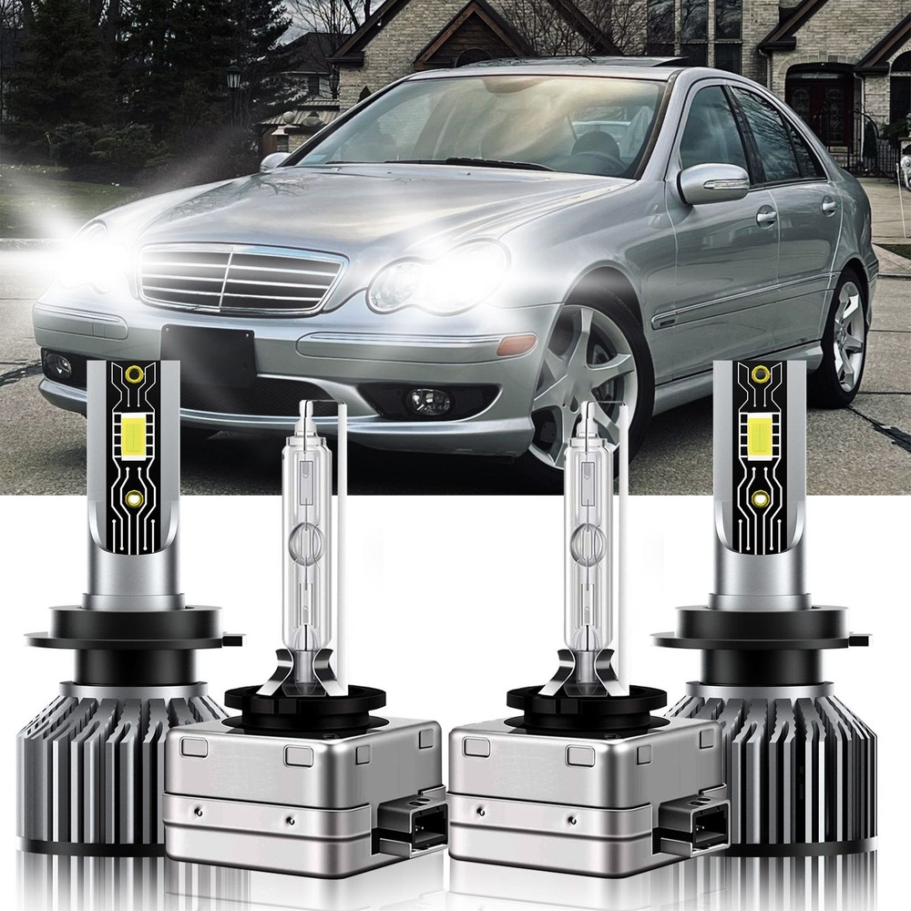 For Mercedes-Benz C230 2008-2009 H7+D1S LED HID Headlight High Low Beam Bulbs