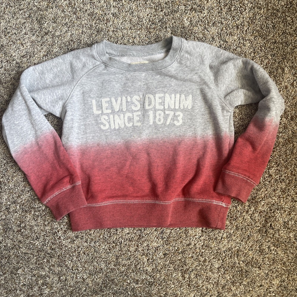 LEVIS DENIM SINCE 1873 Gray Red Pullover Long Sleeve Sweater Size XS 4 Toddler