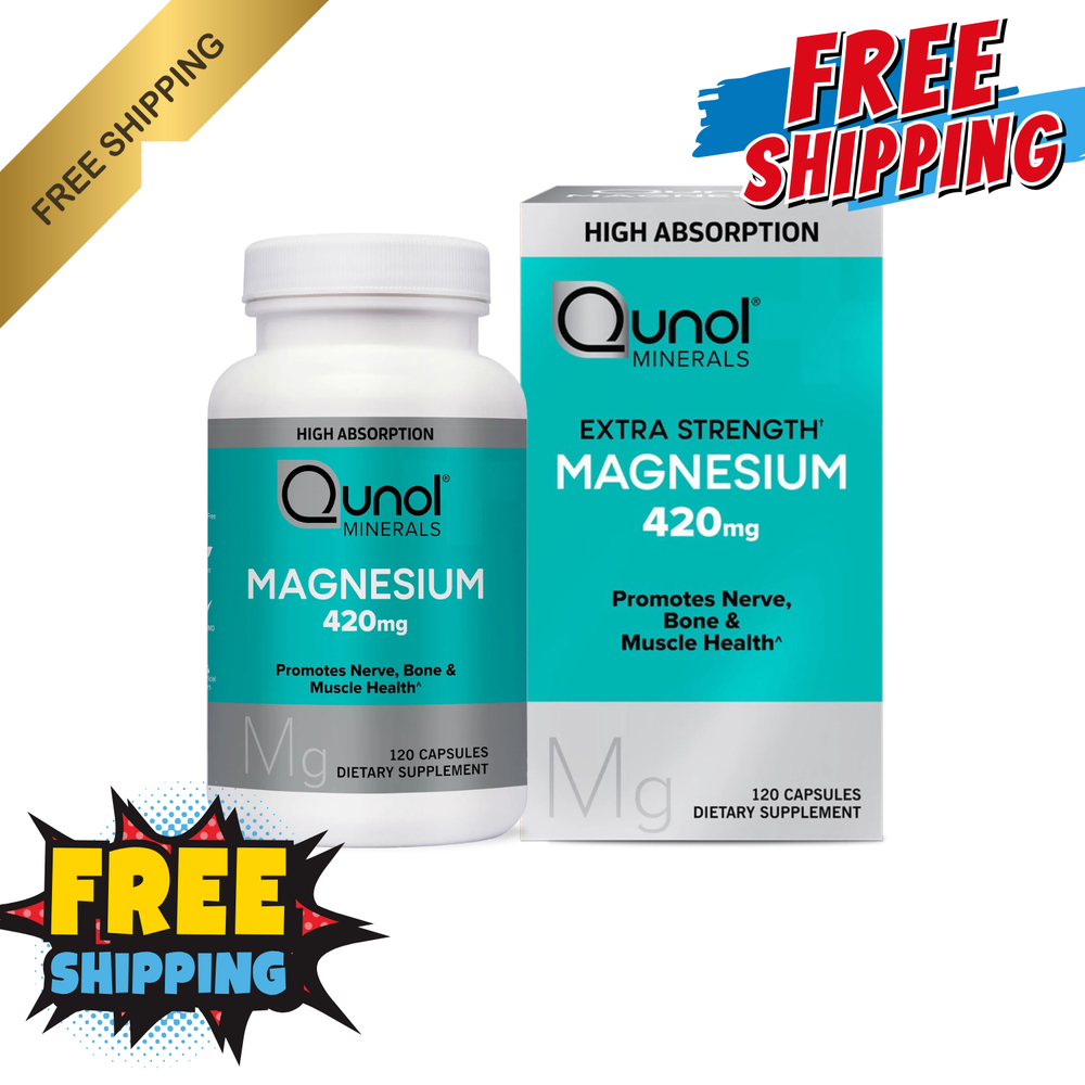 Qunol Magnesium 120 Count High Absorption 420Mg Extra Strength Bone Nerve Muscle