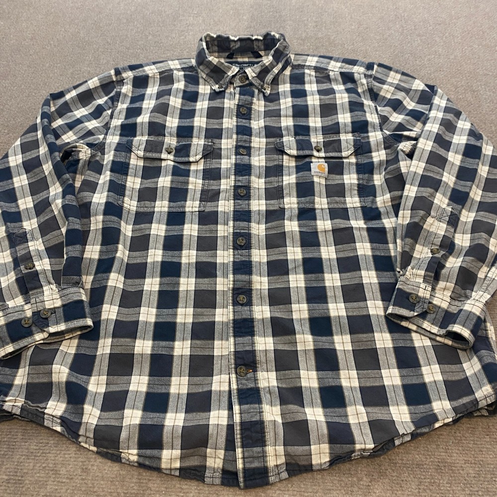Carhartt Shirt Mens Size Large Loose Fit  Distressed Plaid Grunge 104910